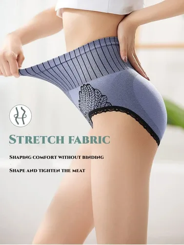 Vista 6 de Paquete de 5 calzoncillos de algodón elástico de cintura alta para mujer, ropa interior de cintura alta para mujer
