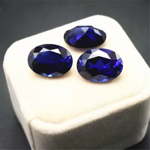Vista 4 de Sapphire Mohs - Gema de zafiro 9 ovalada facetada con forma de huevo de corte AAA en forma de huevo azul real SP005