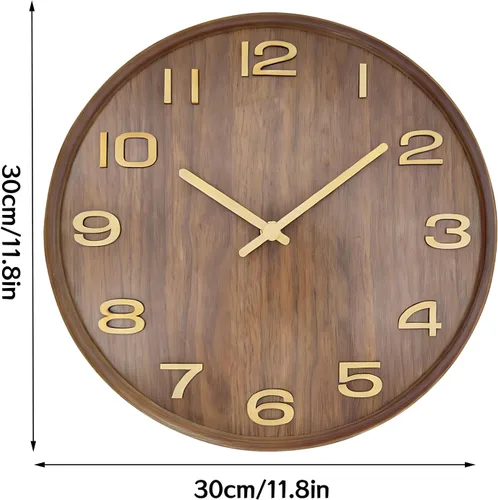 Vista 7 de Maxspace Modern Wall Clock,12 inch Silent Non Ticking Wall Clock,Battery Operated, Analog Wall Clock for Living Room Bedroom Kitchen Office Brown