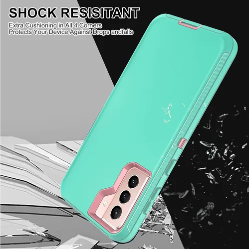 Vista 6 de Funda para Galaxy S21, S21 con protector de pantalla de TPU flexible autorreparable [2 unidades], funda de protección 3 en 1 resistente para Samsung