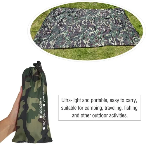Vista 4 de Lona ligera y compacta para tienda de campaña, impermeable, multifuncional, para tienda de campaña con bolsa de transporte con cordón
