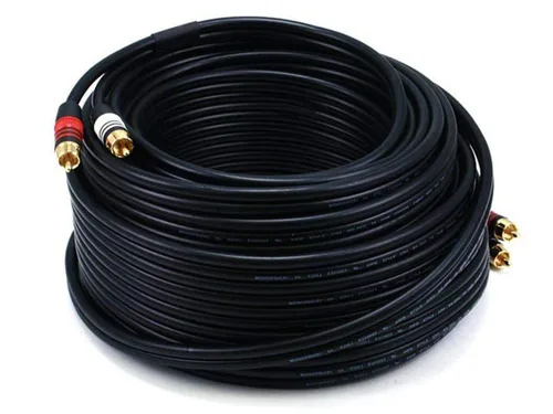 Vista 4 de Monoprice Cable de audio de dos canales de alta calidad, 2 conectores RCA a 2 conectores RCA, macho a macho, 22 AWG, 25 pies, negro