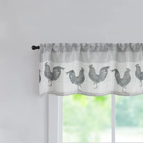 Vista 7 de SXZJTEX Farmhouse Rooster - Cortinas rústicas de estilo bohemio para cocina, paneles con dobladillo para cortinero, para sala de estar, cocina, baño