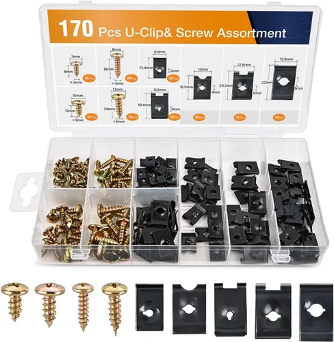 Vista 13 de GOOACC 100 piezas de 10 tamaños de clip de moldura de resorte de metal clip universal de sujeción de cuerpo de automóvil compatible con GTI, Jetta