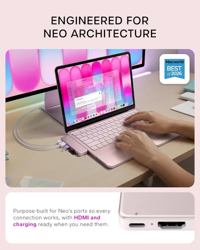 Vista 2 de Satechi Concentrador a presión USB-C 6 en 2, HDMI 4K/60Hz, para MacBook Neo Rubor