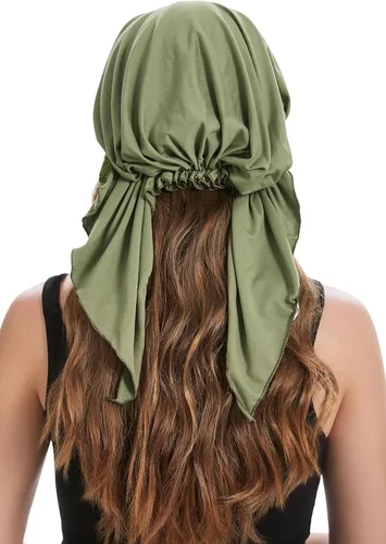 Vista 5 de ZLYC Gorro de quimioterapia para la cabeza preatado, gorro ligero para Verde (Lace Green)