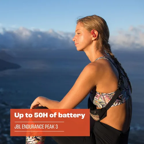 Vista 2 de JBL Endurance Peak 3 - Audífonos verdaderos inalámbricos resistentes al polvo y al agua (IP68), sonido JBL Pure Bass, hasta 50 horas totales