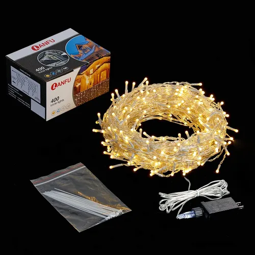 Vista 7 de 400 LED, 32 pies, 75 caídas de luces de carámbano, luces de Navidad en racimo para interior y exterior, luces de cadena enchufables, 8 funciones