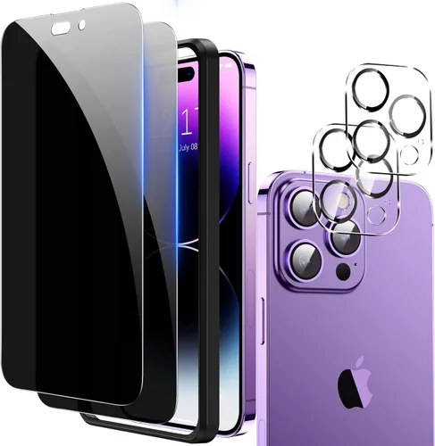 Vista 11 de Fotbor Protector de pantalla de privacidad para iPhone 13 Pro con protector de lente de cámara [2 + 2 unidades], con kit de fácil instalación