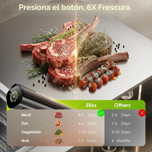 Vista 5 de Elxis Sellador al vacío, sellador al vacío portátil de mano + 30 bolsas de vacío reutilizables, sellador de alimentos portátil, con pantalla