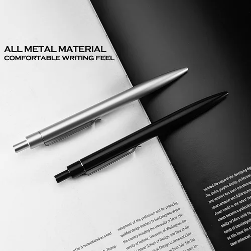 Vista 4 de DUNBONG Bolígrafo de Gel de Metal Negro, Bolígrafo de Tinta de Gel, Tinta Negra, Pluma de Tinta Retráctil de 0.5mm (Negro)