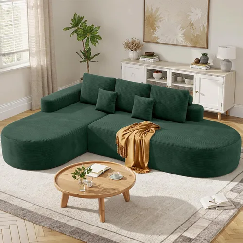 Vista 10 de Sofá modular curvado de 112 pulgadas, sofás de gran tamaño para sala de estar, moderno sofá modular sin hueso con asiento profundo, sofá de espuma