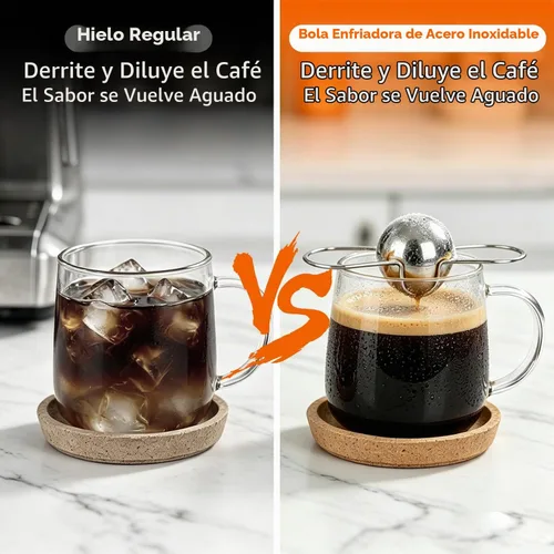 Vista 3 de Paquete de 2 bolas de café espresso congelado XL para café expreso, bola de enfriamiento de espresso de acero inoxidable