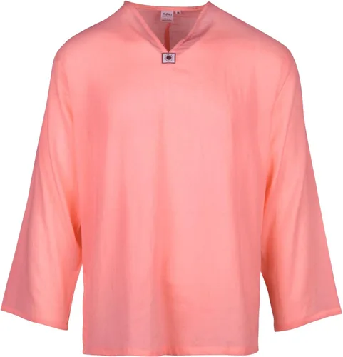 Vista 9 de Lofbaz - Camisa para hombre, 100 % algodón, cuello en V, camisa playera o estilo yoga Manga larga negro