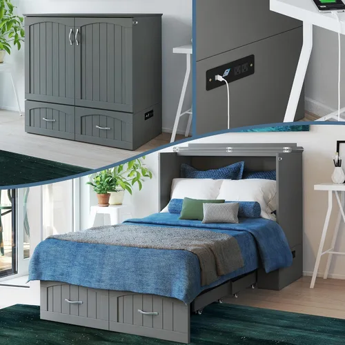 Vista 21 de AFI, Southampton Murphy - Baúl de cama Queen con colchón y cajón de 6 pulgadas, color gris