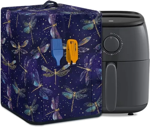 Vista 36 de Freidora de aire de mármol negro, cubierta resistente a las manchas, ligera y antihuellas dactilares, con bolsillo y asa, apta para freidora de aire