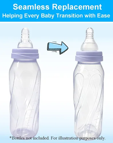 Vista 7 de Tetinas de repuesto compatibles con Evenflo Feeding Classic de plástico tintado estándar y botellas de vidrio clásicas, flujo lento, 3.3 ft+ Blanco