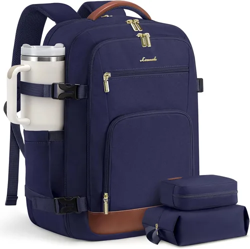 Vista 42 de LOVEVOOK Mochila de viaje para mujer y hombre, Beige, Mochilas de viaje