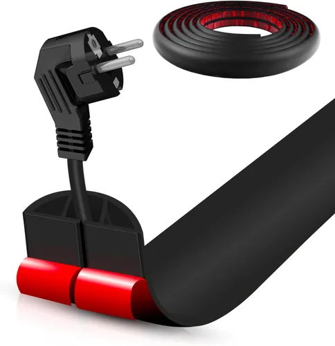 Vista 34 de Cubierta autoadhesiva para cables de suelo, gestión de cables de 3.3 pies, protector de tira de extensión para cables, evita tropiezos de cables