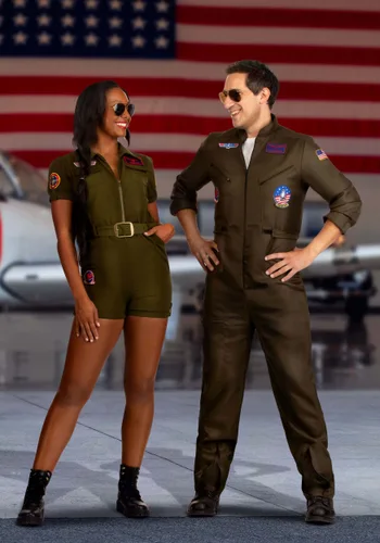 Vista 2 de Disfraz Deluxe Traje de Vuelo Top Gun para Hombre Multicolor
