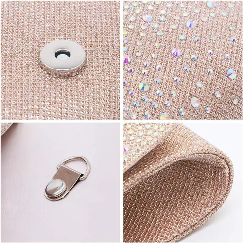 Vista 6 de Naimo - Deslumbrante bolsa pequeña de solapa, con cadena desmontable para eventos nocturnos.