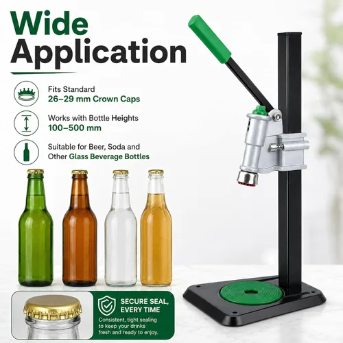 Vista 6 de Taponadora de botellas con palanca de banco ajustable, herramienta de sellado de botellas de prensa de metal, dispositivo de cierre manual