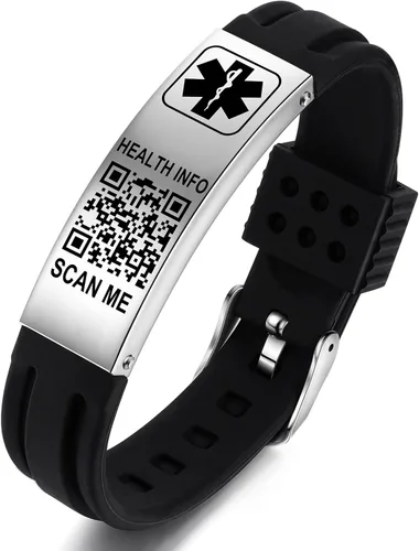 Vista 11 de Medical Bracelets for Men Women with QR Code Medical Alert ID Bracelets