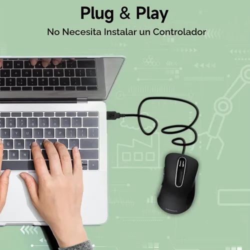 Vista 7 de memzuoix Ratón con Cable, Ratón USB para Computadora 1400 DPI Ratón Óptico Móvil Diseño Ergonómico Ratones para Computadora con Cable de 5 Pies