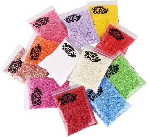 Vista 2 de DECORA 240000 unidades de mini bolas de espuma de 0.18 a 0.118 pulgadas (2 a 0.118 in), cuentas de espuma de arco iris, cuentas decorativas de limo