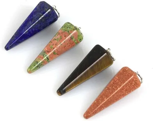 Vista 4 de Colgante de péndulo de piedra con 6 conos hexagonales facetados cristal curativo de reiki de difusión de péndulo joyería de adivinación K70W4 ojo