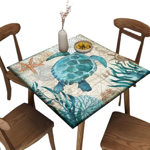 Vista 26 de Mantel redondo ajustable con borde elástico floral azul, mantel con borde elástico de estilo floral pastoral, almohadilla de mesa de poliéster