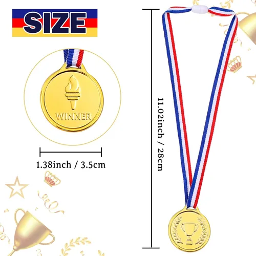 Vista 3 de Caydo Gold Medals for Kids, Plastic Medals for Awards Winner Award Medals for Children's Game Prizes, School Sports Games, Competitions, Family