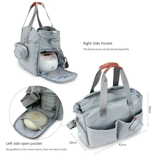 Vista 2 de Bolsa para extractor de leche – Bolsa de pañales para bebé con funda para laptop y bolsillo de aislamiento, se adapta a la mayoría de extractores