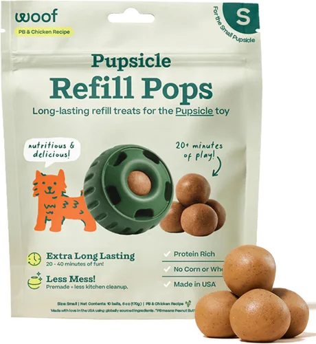 Vista 20 de WOOF Pupsicle Refill Pops - Snacks para perro de poco desorden - con mantequilla de cacahuete y carne de res - Premios para perro - De larga