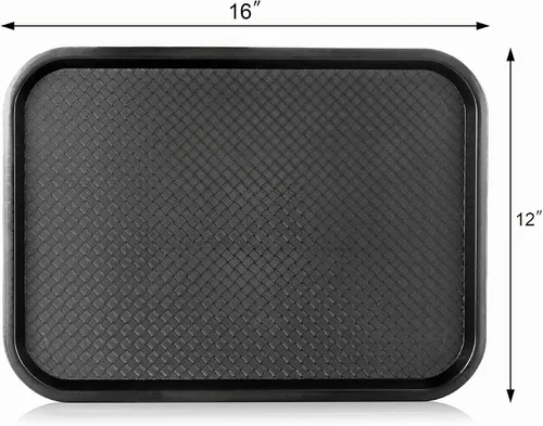 Vista 2 de New Star Foodservice Bandeja de comida rápida, juego de 12 (negro, 12 x 16 pulgadas)