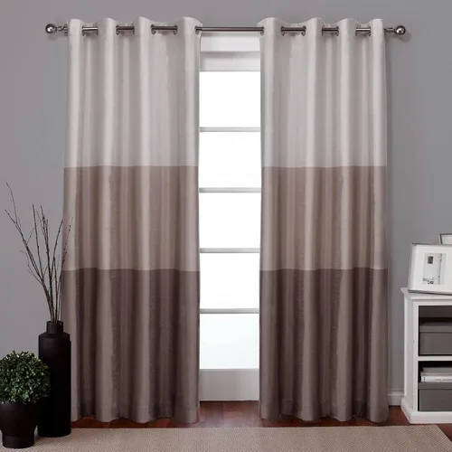 Vista 16 de Exclusive Home Curtains Chateau Rayed Sky Silk Grommet Top Top Curtain Panel Panel, 54x96, Pearl Black, 2 Count Perla negra