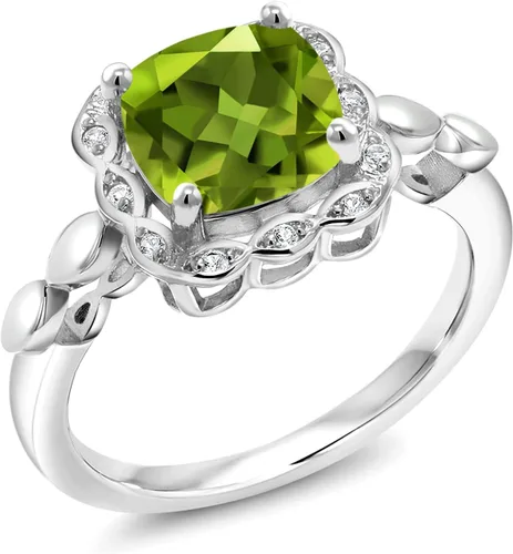 Vista 101 de Gem Stone King Anillo de compromiso de plata de ley 925 de 0.315 in con piedra natal y zafiro blanco creado Anillo de compromiso de boda