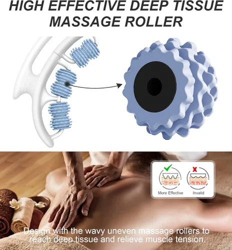 Vista 4 de COSTWELL Masajeador de celulitis, rodillo muscular removedor de celulitis, masajeador de tejido profundo de 360° para piernas, cuello, pantorrillas
