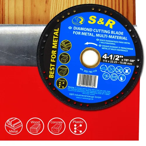 Vista 3 de S&R Disco de corte multimaterial de diamante de 4.5 pulgadas, dura 50 veces más largo, de baja visión, resistente a las roturas, sin desgaste
