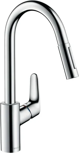 Vista 4 de Hansgrohe Metropol - Grifo de cocina para baño individual empotrado con palanca, color negro mate 240 con rociador extraíble y rango giratorio