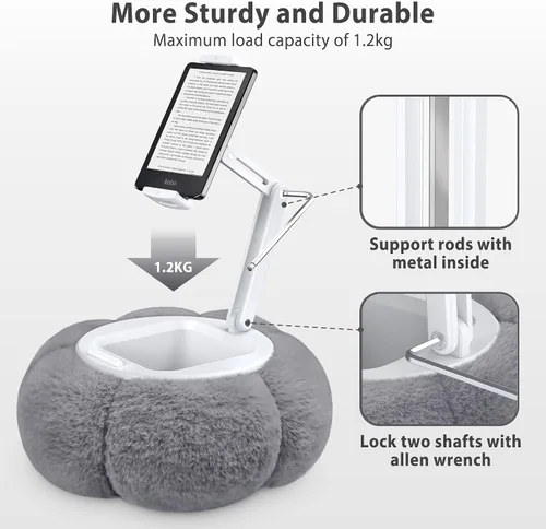 Vista 2 de CreaDream - Soporte de almohada en forma de calabaza para tableta, Kindle, iPad, soporte ajustable para teléfono con almohada para regazo y cama