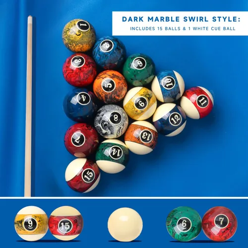 Vista 6 de GSE 2-1/4" Standard Pool Balls Set with Solid Wood Billiard Ball Racks Set Bolas de estilo mármol oscuro