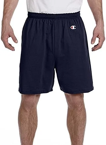 Vista 2 de Champion Pantalones cortos de gimnasio para hombre, Azul marinoflor y brillo, L
