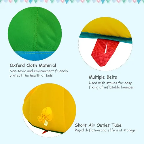 Vista 5 de KOTEK Tobogán acuático inflable, tobogán acuático 8 en 1 con 2 toboganes, 2 paredes de escalada, piscina y cañón de agua, toboganes acuáticos