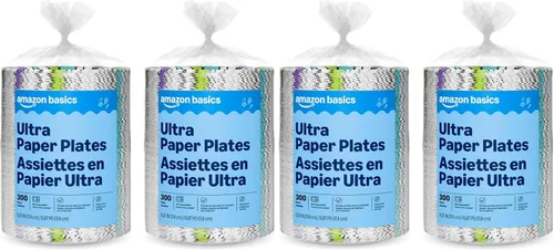 Vista 7 de Amazon Basics Ultra - Platos de papel, 6.87 pulgadas, desechables, 600 unidades (2 paquetes de 300), aptos para microondas, a prueba de remojo
