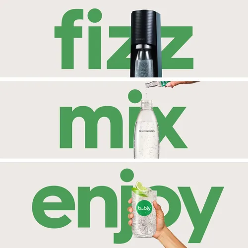 Vista 2 de SodaStream Terra - Máquina de agua con gas (rojo) con CO2, botella apta para lavavajillas y Bubly Drop