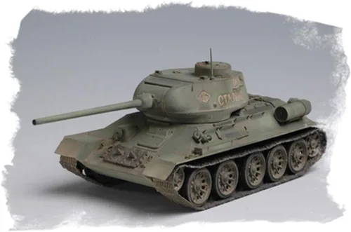 Vista 3 de Hobby Boss Modelo de tanque ruso T-34/85 1944 con kit de construcción de modelo de vehículo de torreta aplanada