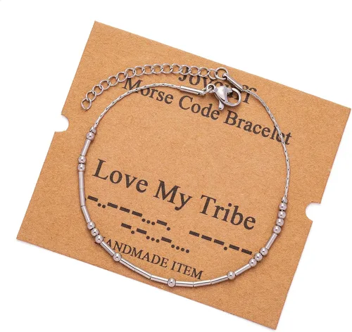 Vista 36 de JoycuFF Pulseras inspiradoras de código morse para mujeres, cuentas de plata, joyería con mantra de motivación, regalos para ella