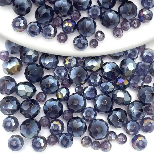 Vista 41 de 246 cuentas de cristal redondas de 0.118 pulgadas (0.118 in) con múltiples facetas sueltas espaciadoras de cristal para hacer joyas, pulseras