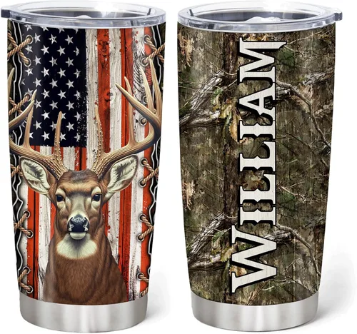 Vista 11 de Hyturtle Regalos de Caza Personalizados Para Hombres - Vaso Térmico de Caza de Ciervos con Camuflaje de 20 Oz para Café de Viaje de Acero Inoxidable